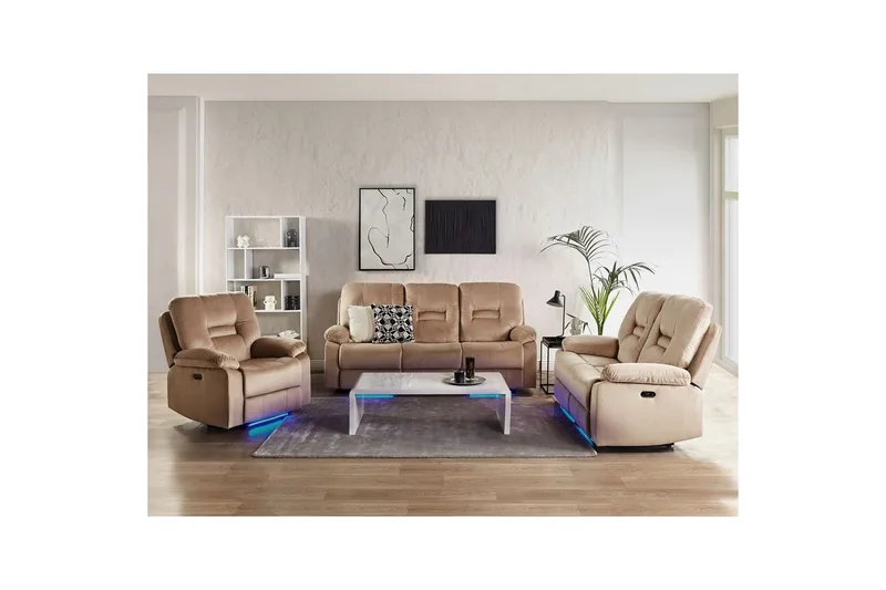 Soffgrupp med USB Rovik Beige - Beige - Möbler - Vardagsrum - Soffor - Reclinersoffor & Biosoffor