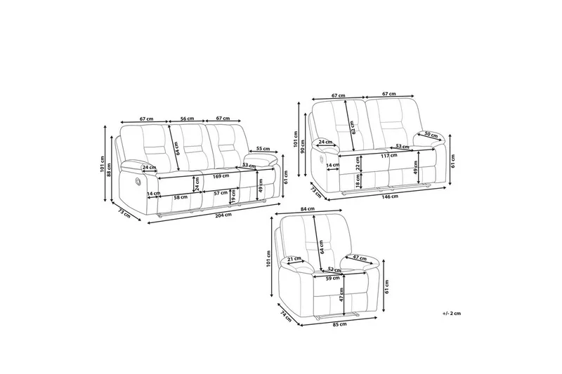 Soffgrupp med USB Rovik Beige - Beige - Möbler - Vardagsrum - Soffor - Reclinersoffor & Biosoffor