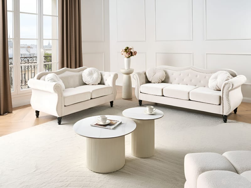 Soffgrupp Skien - Ljusbeige - Möbler - Vardagsrum - Soffgrupper - Chesterfield soffgrupp