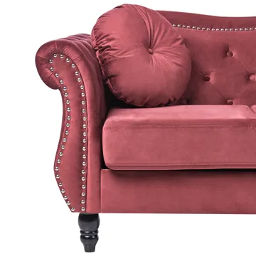 Soffgrupp Skien - Mörkröd - Möbler - Vardagsrum - Soffgrupper - Chesterfield soffgrupp