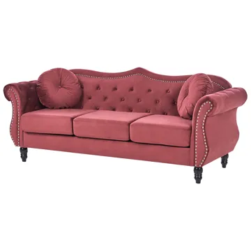 Soffgrupp Skien - Mörkröd - Möbler - Vardagsrum - Soffgrupper - Chesterfield soffgrupp