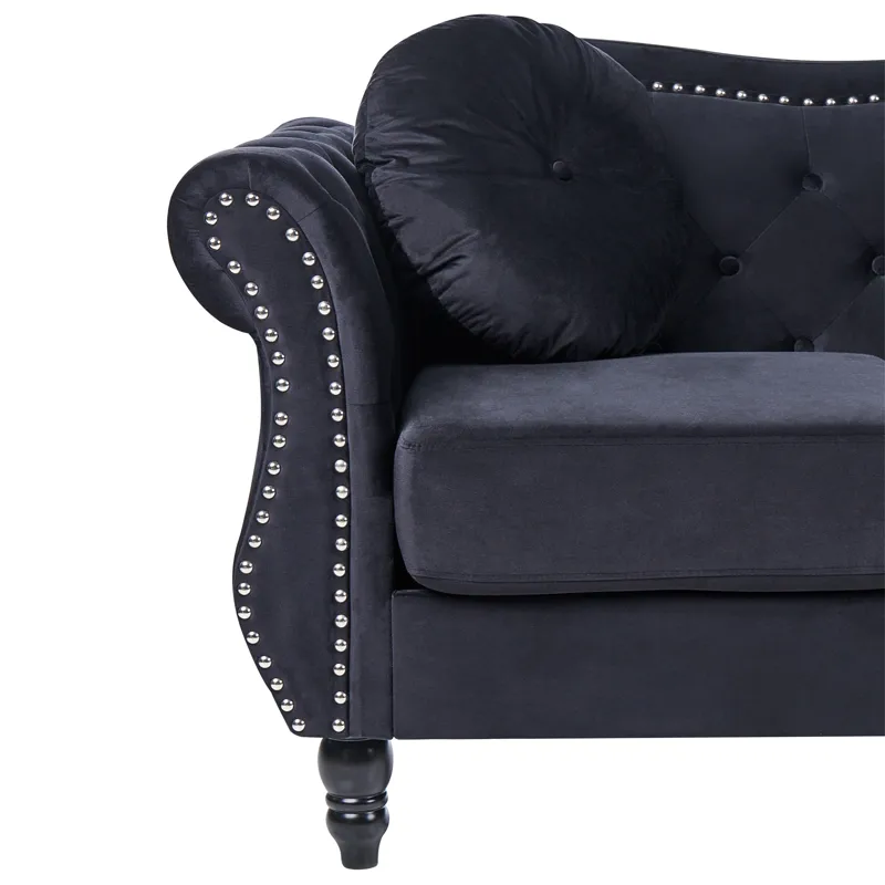 Soffgrupp Skien - Svart - Möbler - Vardagsrum - Soffgrupper - Chesterfield soffgrupp