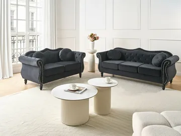 Soffgrupp Skien - Svart - Möbler - Vardagsrum - Soffgrupper - Chesterfield soffgrupp