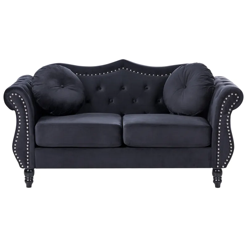 Soffgrupp Skien - Svart - Möbler - Vardagsrum - Soffgrupper - Chesterfield soffgrupp