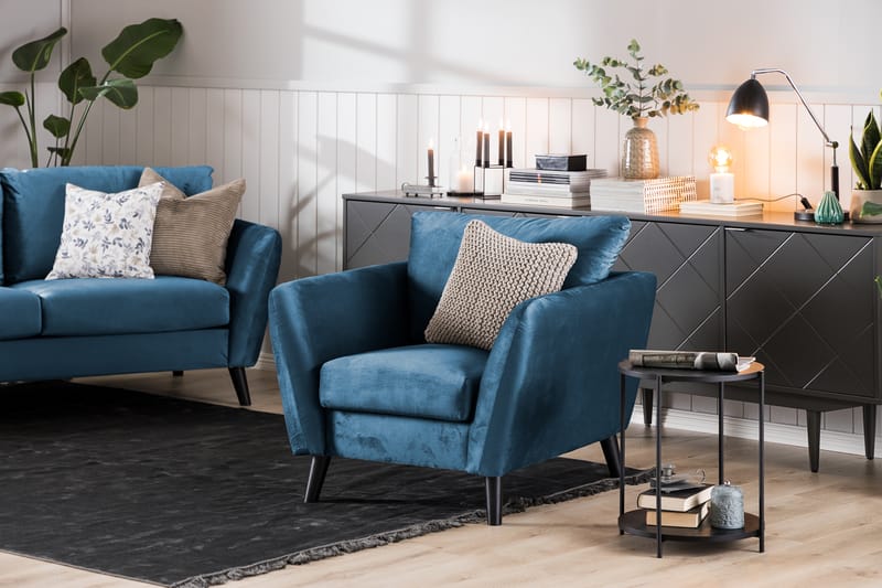 Trend Soffgrupp 3-sits + 2-sits Sammetssoffa - Blå - Möbler - Vardagsrum - Soffgrupper