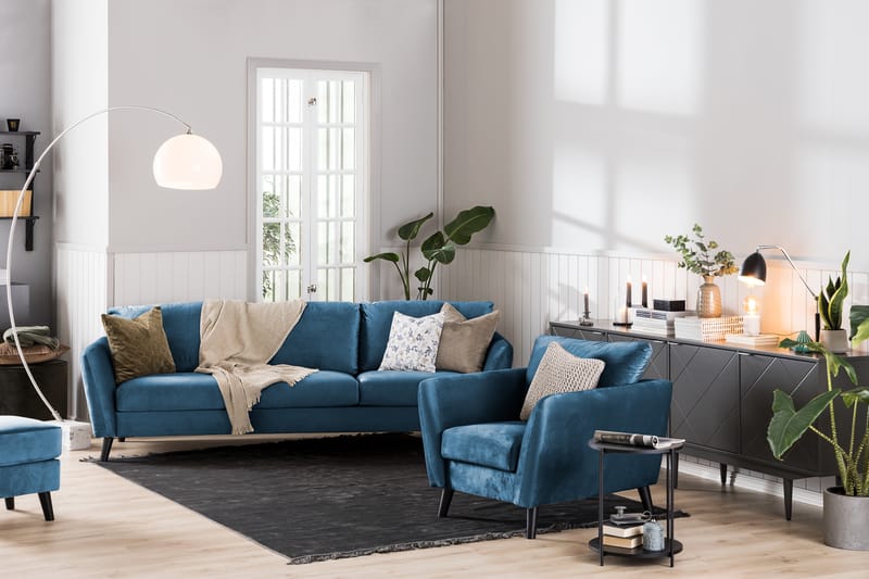 Trend Soffgrupp 3-sits + 2-sits Sammetssoffa - Blå - Möbler - Vardagsrum - Soffgrupper