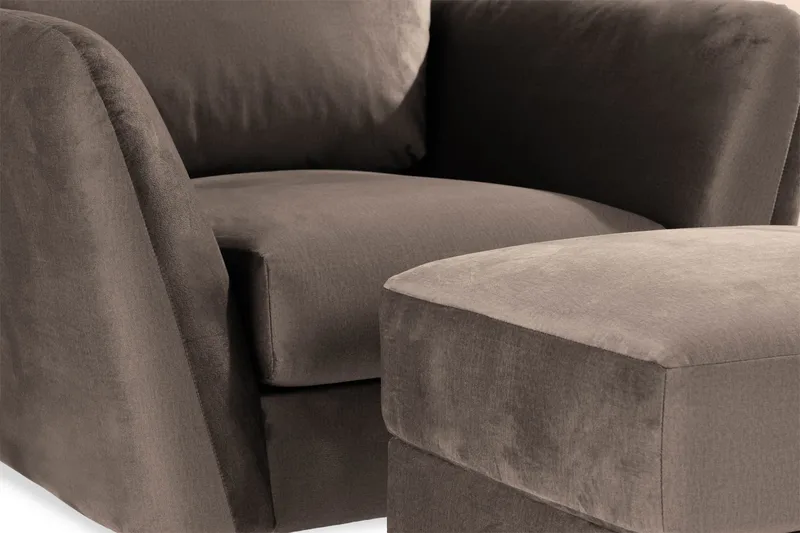 Trend Soffgrupp 3-sits + 2-sits Soffa + Fåtölj + Fotpall i Sammet - Brun - Möbler - Vardagsrum - Soffgrupper
