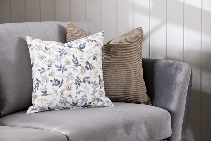 Trend Soffgrupp 3-sits + 2-sits Soffa + Fåtölj + Fotpall i Sammet - Ljusgrå - Möbler - Vardagsrum - Soffgrupper