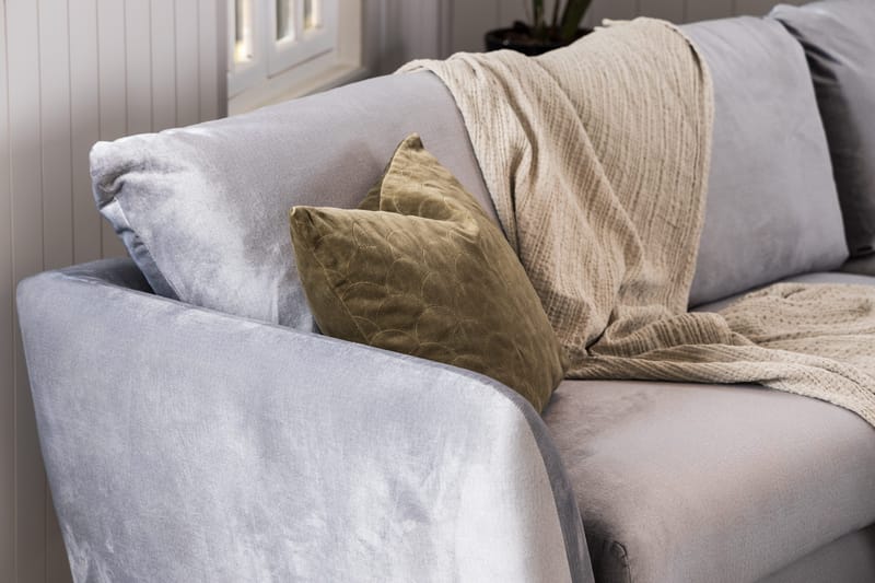 Trend Soffgrupp 3-sits + 2-sits Soffa + Fåtölj + Fotpall i Sammet - Ljusgrå - Möbler - Vardagsrum - Soffgrupper