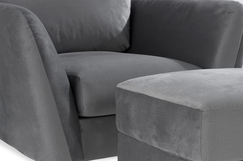 Trend Soffgrupp 3-sits + 2-sits Soffa + Fåtölj + Fotpall i Sammet - Ljusgrå - Möbler - Vardagsrum - Soffgrupper