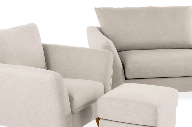 Trend Soffgrupp 3-sits + 2-sits Soffa + Fåtölj + Fotpall i Tyg - Beige - Möbler - Vardagsrum - Soffgrupper - Howard soffgrupp