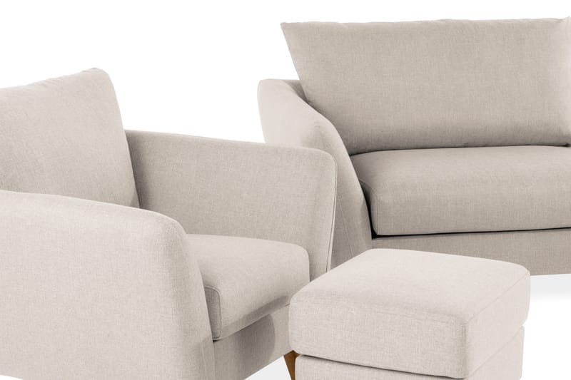 Trend Soffgrupp 3-sits + 2-sits Soffa + Fåtölj + Fotpall i Tyg - Beige - Möbler - Vardagsrum - Soffgrupper - Howard soffgrupp