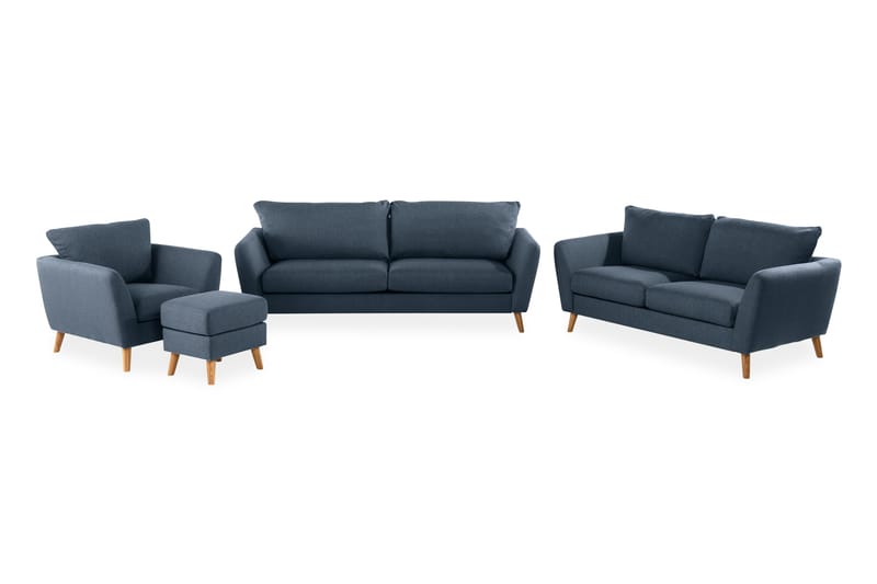 Trend Soffgrupp 3-sits + 2-sits Soffa + Fåtölj + Fotpall i Tyg - Blå - Möbler - Vardagsrum - Soffgrupper - Howard soffgrupp