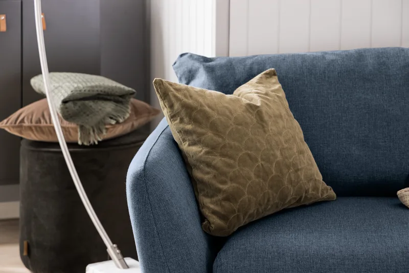 Trend Soffgrupp 3-sits + 2-sits Soffa + Fåtölj + Fotpall i Tyg - Blå - Möbler - Vardagsrum - Soffgrupper - Howard soffgrupp