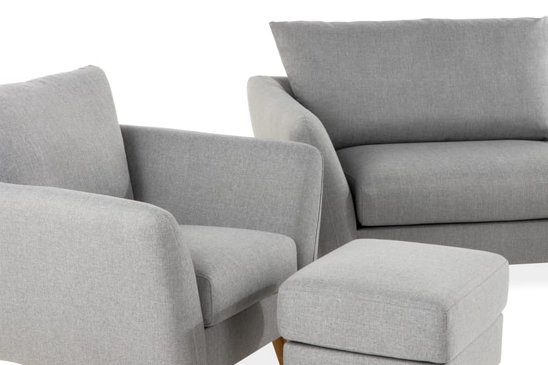 Trend Soffgrupp 3-sits + 2-sits Soffa + Fåtölj + Fotpall i Tyg - Ljusgrå - Möbler - Vardagsrum - Soffgrupper
