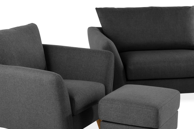 Trend Soffgrupp 3-sits + 2-sits Soffa + Fåtölj + Fotpall i Tyg - Svart - Möbler - Vardagsrum - Soffgrupper