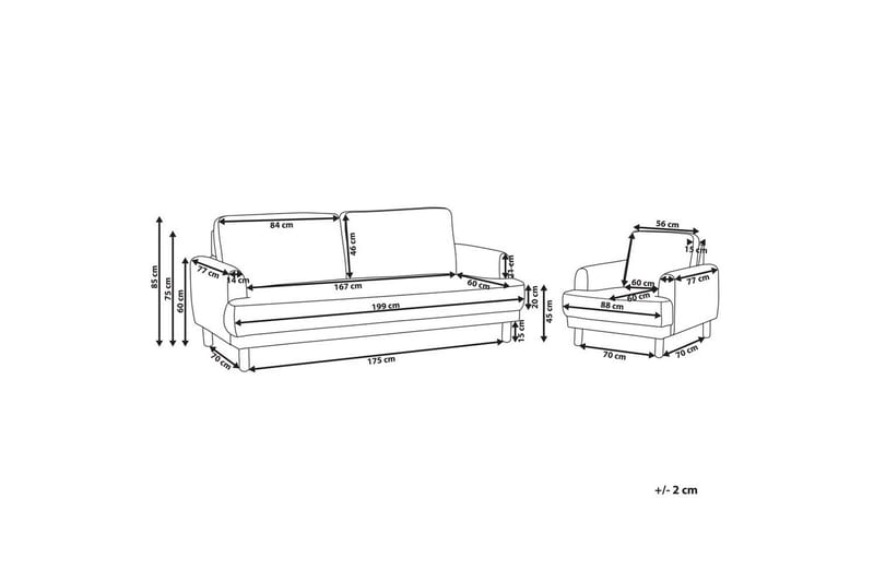 Soffgrupp Tuve Vit/ljust trä, Polyester - Vit/ljust trä, Polyester - Möbler - Vardagsrum - Soffgrupper