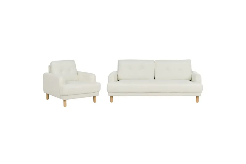 Soffgrupp Tuve Vit/ljust trä, Polyester, Vit/ljust trä, Polyester