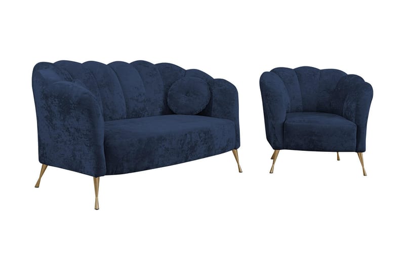 VELAL 3-sits Soffgrupp Sammet/Blå - Möbler - Vardagsrum - Soffgrupper