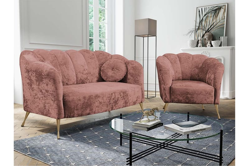 VELAL 3-sits Soffgrupp Sammet/Rosa - Möbler - Vardagsrum - Soffgrupper