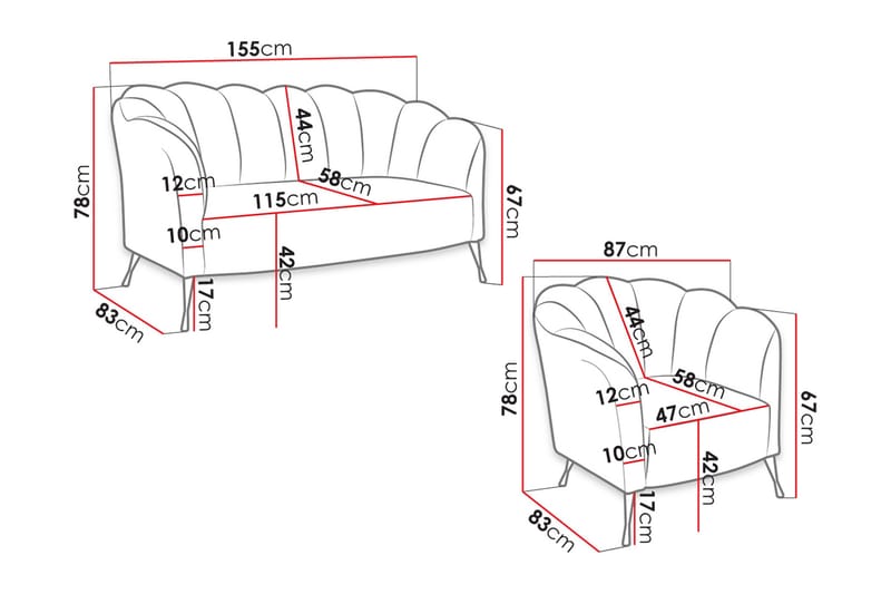 VELAL 3-sits Soffgrupp Sammet/Vit/Svart Krom - Möbler - Vardagsrum - Soffgrupper