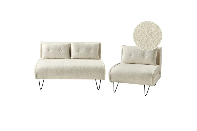 Soffgrupp Vestfold Beige/svart, Bouclé, Beige/svart, Bouclé