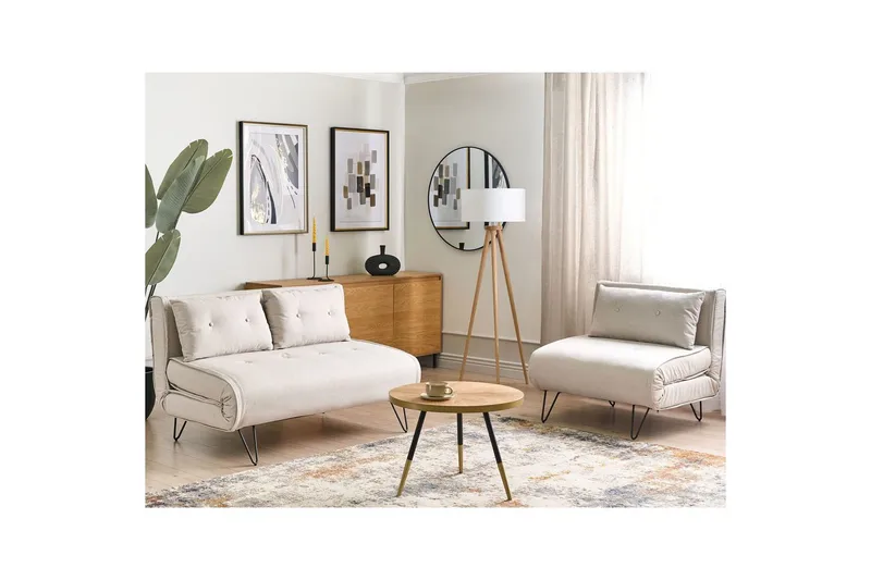 Soffgrupp Vestfold Beige/svart, Polyester - Beige/svart, Polyester - Möbler - Vardagsrum - Soffgrupper
