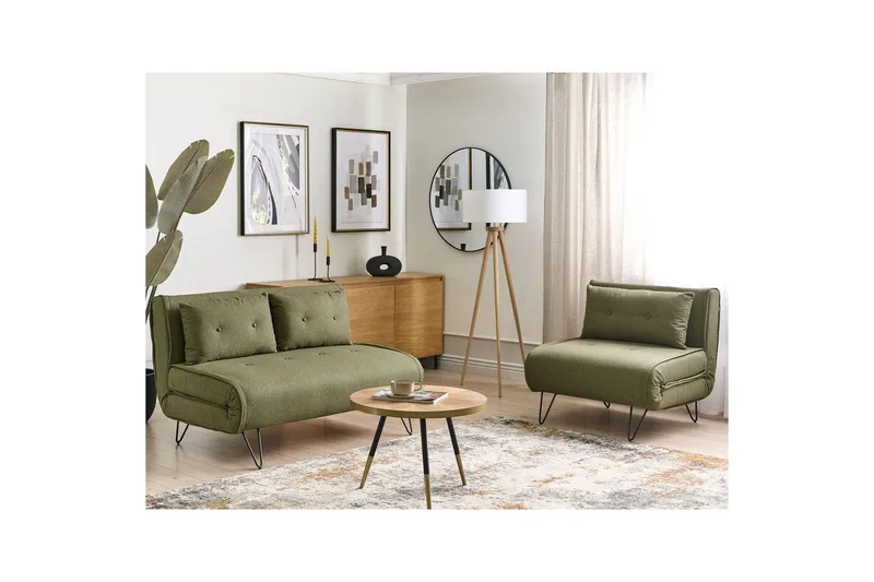 Soffgrupp Vestfold Grön/Svart, Polyester - Grön/Svart, Polyester - Möbler - Vardagsrum - Soffgrupper