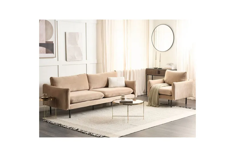 Soffgrupp Vinterbro Beige/svart, Sammet - Beige - Möbler - Vardagsrum - Soffgrupper