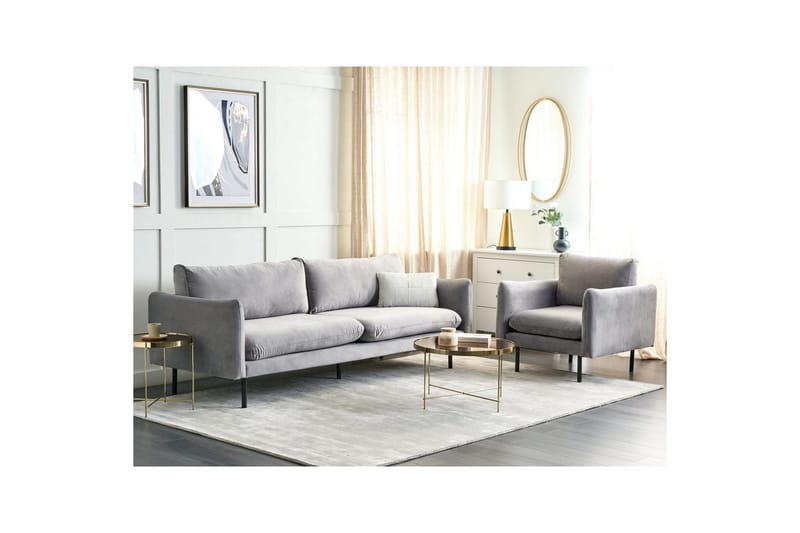 Soffgrupp Vinterbro Grå/svart, Sammet - Grå/svart, Sammet - Möbler - Vardagsrum - Soffgrupper