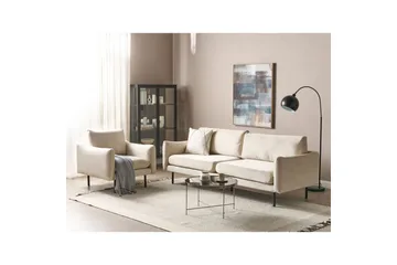 Soffgrupp Vinterbro Ljusbeige/svart, Sammet - Ljusbeige/svart, Sammet - Möbler - Vardagsrum - Soffgrupper