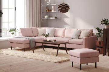 Peppe 4-sits Vänstervänd L-formad Schäslongsoffa i Manchester - Rosa - Möbler - Vardagsrum - Soffor - Divansoffa & schäslong