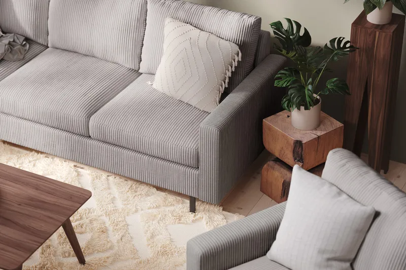 Peppe 4-sits Vänstervänd L-formad Schäslongsoffa i Manchester - Mörkgrå - Möbler - Vardagsrum - Soffor - Divansoffa & schäslong