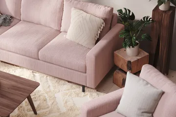Peppe 4-sits Vänstervänd L-formad Schäslongsoffa i Manchester - Rosa - Möbler - Vardagsrum - Soffor - Divansoffa & schäslong