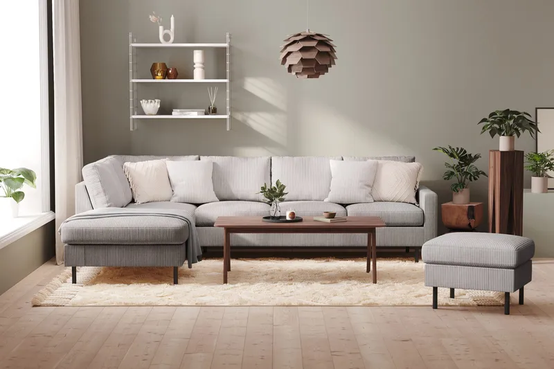 Peppe 4-sits Vänstervänd L-formad Schäslongsoffa i Manchester - Mörkgrå - Möbler - Vardagsrum - Soffor - Divansoffa & schäslong