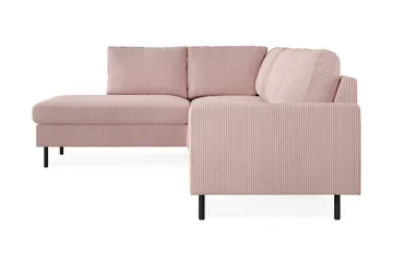 Peppe 4-sits Vänstervänd L-formad Schäslongsoffa i Manchester - Rosa - Möbler - Vardagsrum - Soffor - Divansoffa & schäslong