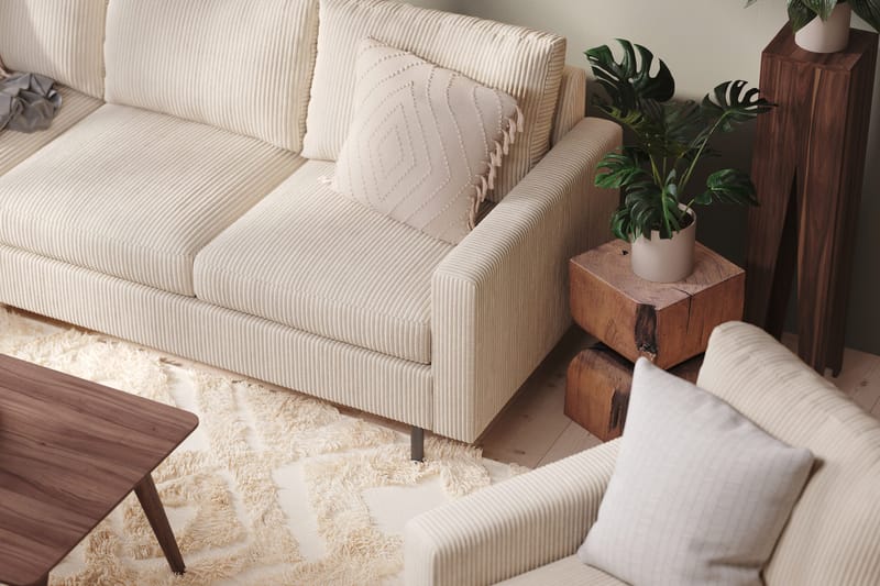 Peppe 4-sits Vänstervänd L-formad Schäslongsoffa i Manchester - Beige - Möbler - Vardagsrum - Soffor - Divansoffa & schäslong