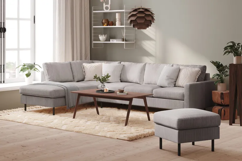 Peppe 4-sits Vänstervänd L-formad Schäslongsoffa i Manchester - Mörkgrå - Möbler - Vardagsrum - Soffor - Divansoffa & schäslong