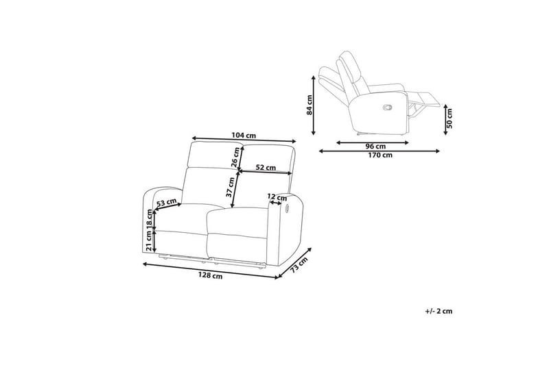 2-sits Reclinersoffa manuell Verdal Vit - Vit - Möbler - Vardagsrum - Soffor - Reclinersoffor & Biosoffor