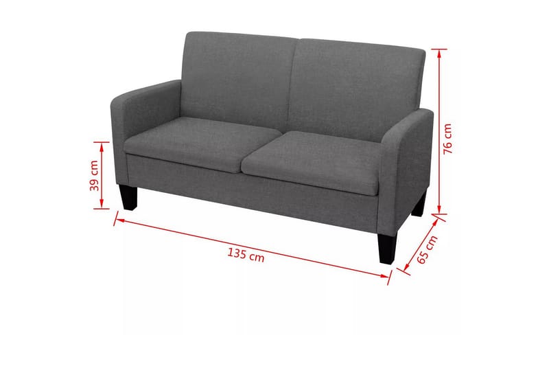 2-sitssoffa 135x65x76 cm mörkgrå - Grå - 2-sits soffor