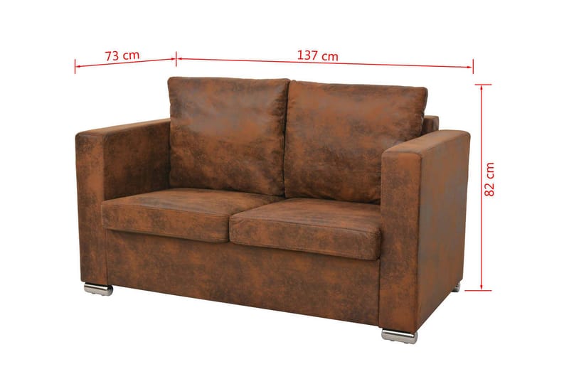 2-sitssoffa 137x73x82 cm i fuskmocka - Brun - Möbler - Vardagsrum - Soffor - 2-sits soffor