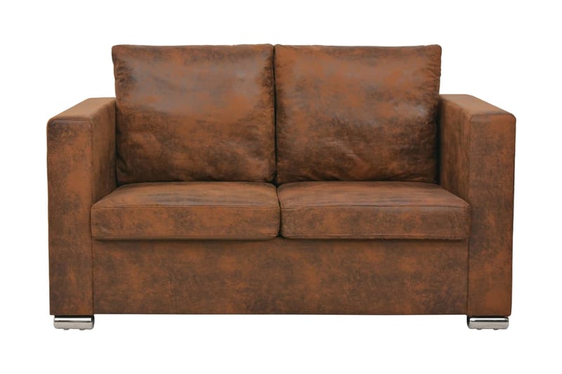 2-sitssoffa 137x73x82 cm i fuskmocka - Brun - Möbler - Vardagsrum - Soffor - 2-sits soffor