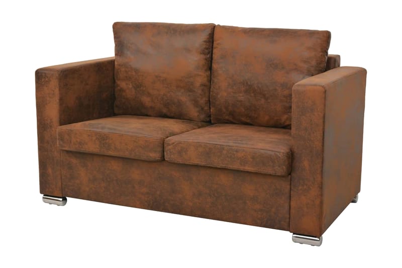 2-sitssoffa 137x73x82 cm i fuskmocka - Brun - Möbler - Vardagsrum - Soffor - 2-sits soffor