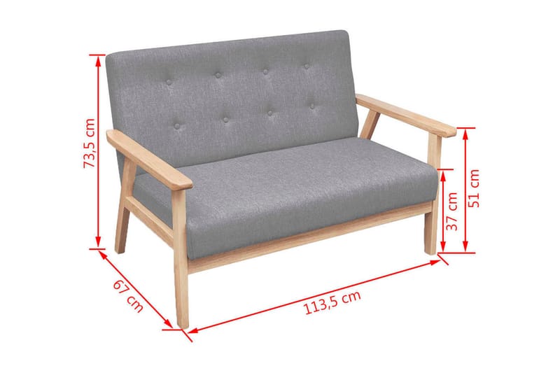 2-sitssoffa tyg ljusgrå - Grå - Möbler - Vardagsrum - Soffor - 2-sits soffor