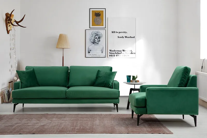 Andary 2-sits Soffa - Grön/Svart - Möbler - Vardagsrum - Soffor - 2-sits soffor