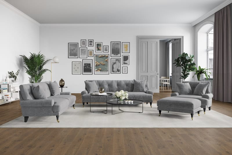 Andrew 2-sits Sammetssoffa - Ljusgrå - Möbler - Vardagsrum - Soffor - 2-sits soffor