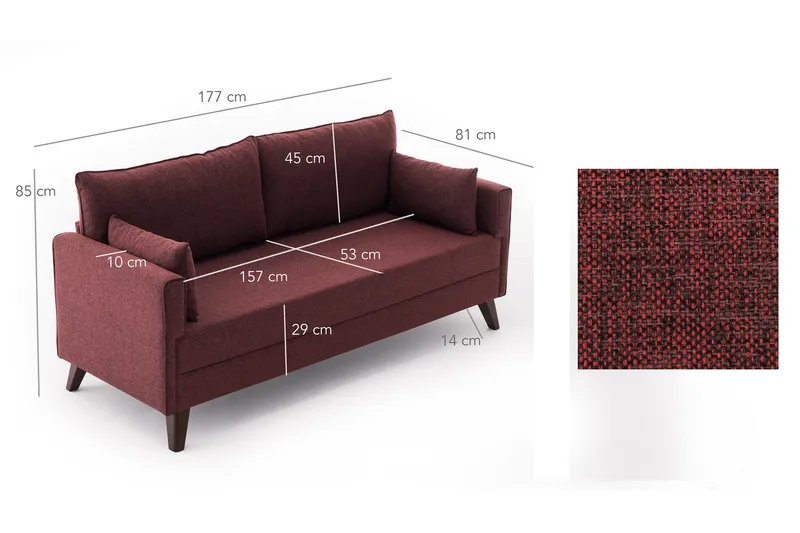 Antigua Soffa 2-sits - Röd - Möbler - Vardagsrum - Soffor - 2-sits soffor