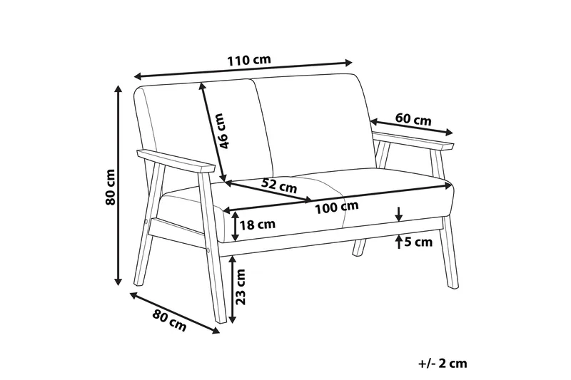 Asnes 2-sits Soffa i Tyg med Träram - Brun - Möbler - Vardagsrum - Soffor - 2-sits soffor
