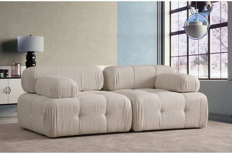 Belgin Bubblig Djup Soffa 2-sits med fasta armstöd - Cream / Beige / Ljus - Möbler - Vardagsrum - Soffor - 2-sits soffor