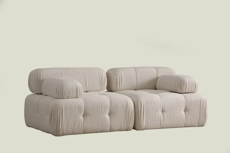 Belgin Bubblig Djup Soffa 2-sits med fasta armstöd - Cream / Beige / Ljus - Möbler - Vardagsrum - Soffor - Modulsoffor - Komplett modulsoffa